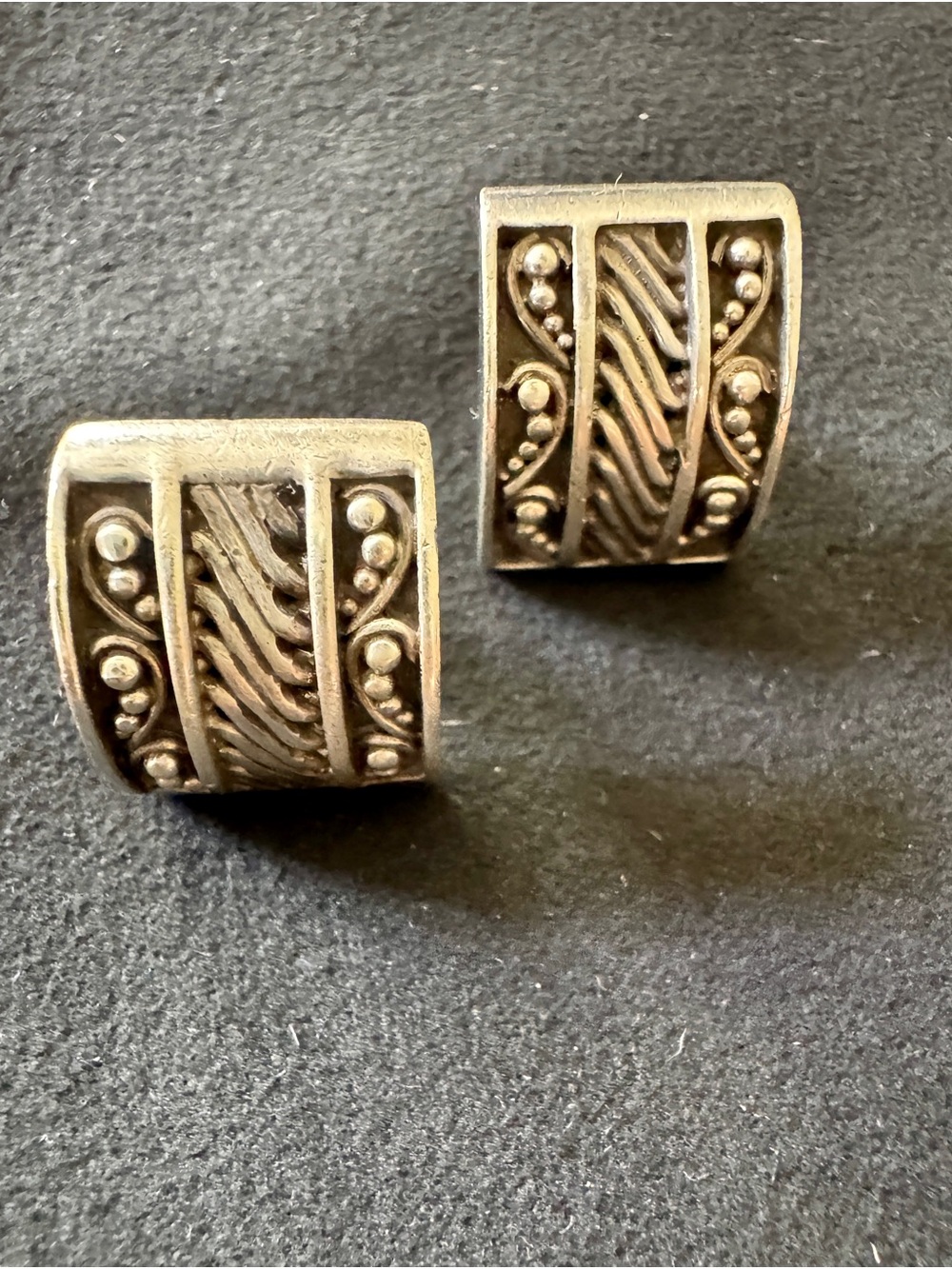 Lois Hill Signed 925 Sterling Silver
Ornate Rectangular Statement
Earrings